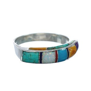 Genuine Sterling Silver Southwestern Multicolor Ring Size 9-3/4 SN20109